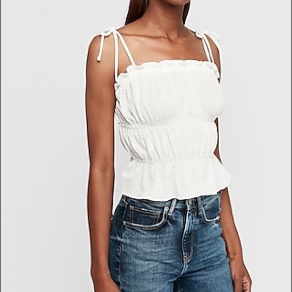 Express Tops - Express textured tiered tie strap cami